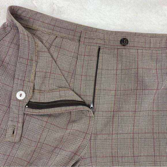 JM Collection Petite Plaid Straight Leg Dress Pants Trousers Brown Maroon 10P - Picture 6 of 9